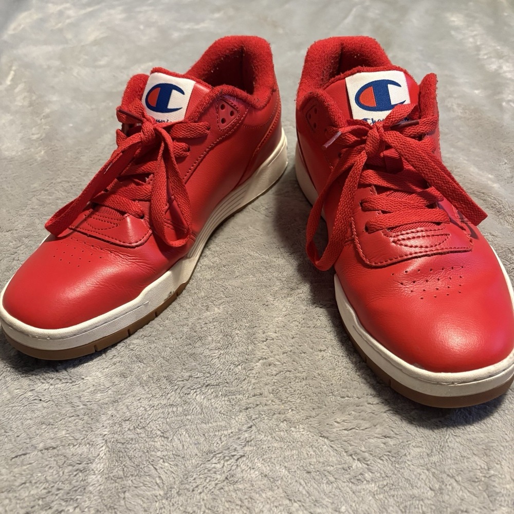 Champion Men's Court Classic Script Leather Sneaker Red CPS10306M 10.5